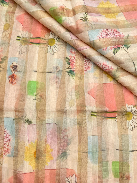 Chanderi Zari Stripe Print (44"inch)