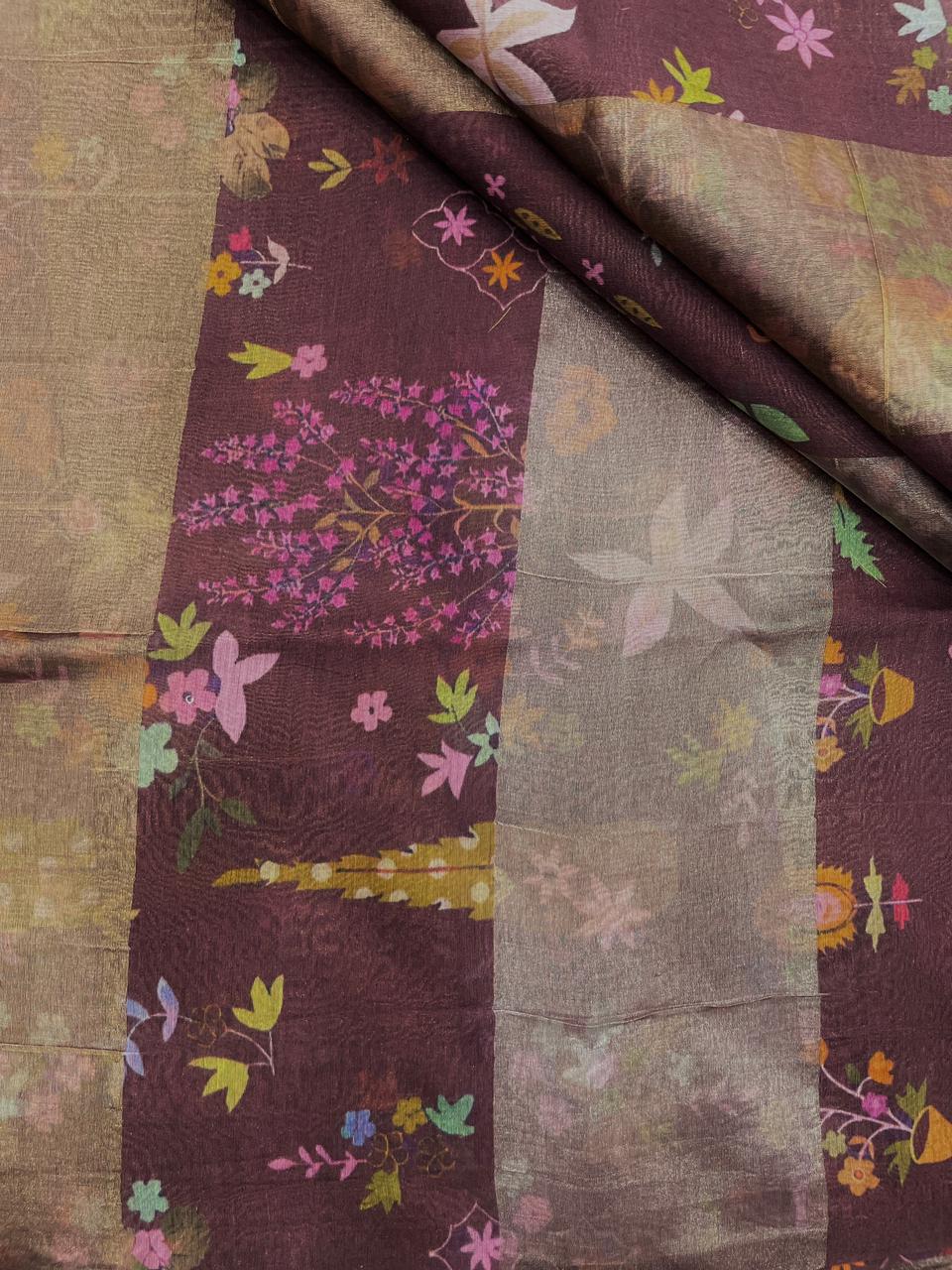 Chanderi Zari Stripe Print (44"inch)