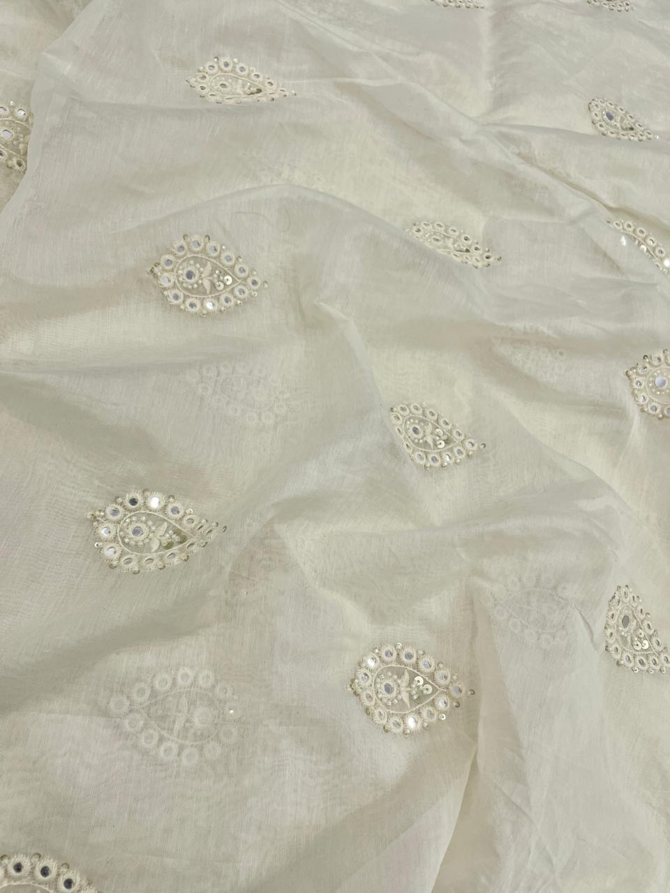 Chanderi Silk Embroidery (Dyeable) 44"inch