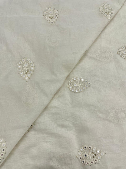 Chanderi Silk Embroidery (Dyeable) 44"inch