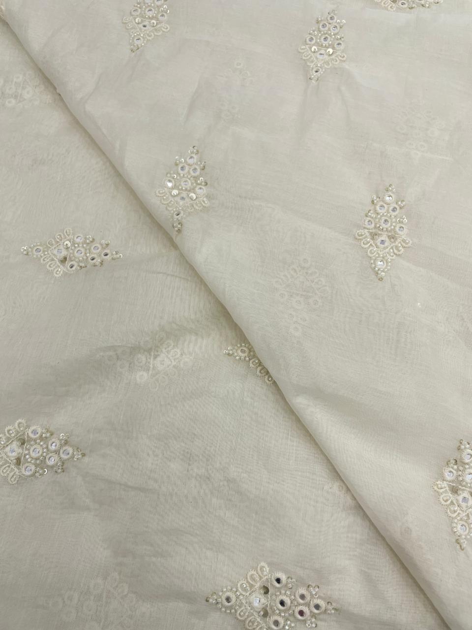Chanderi Silk Embroidery (Dyeable) 44"inch