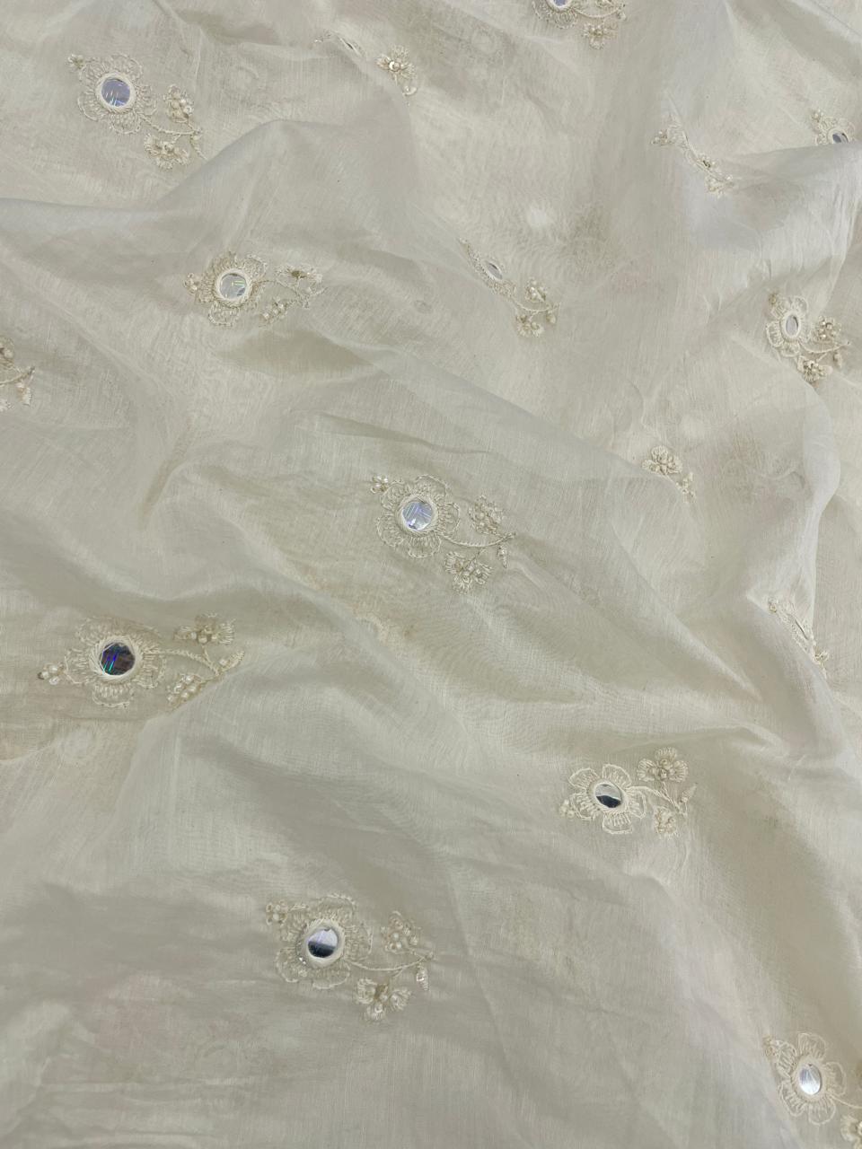 Chanderi Silk Embroidery (Dyeable) 44"inch
