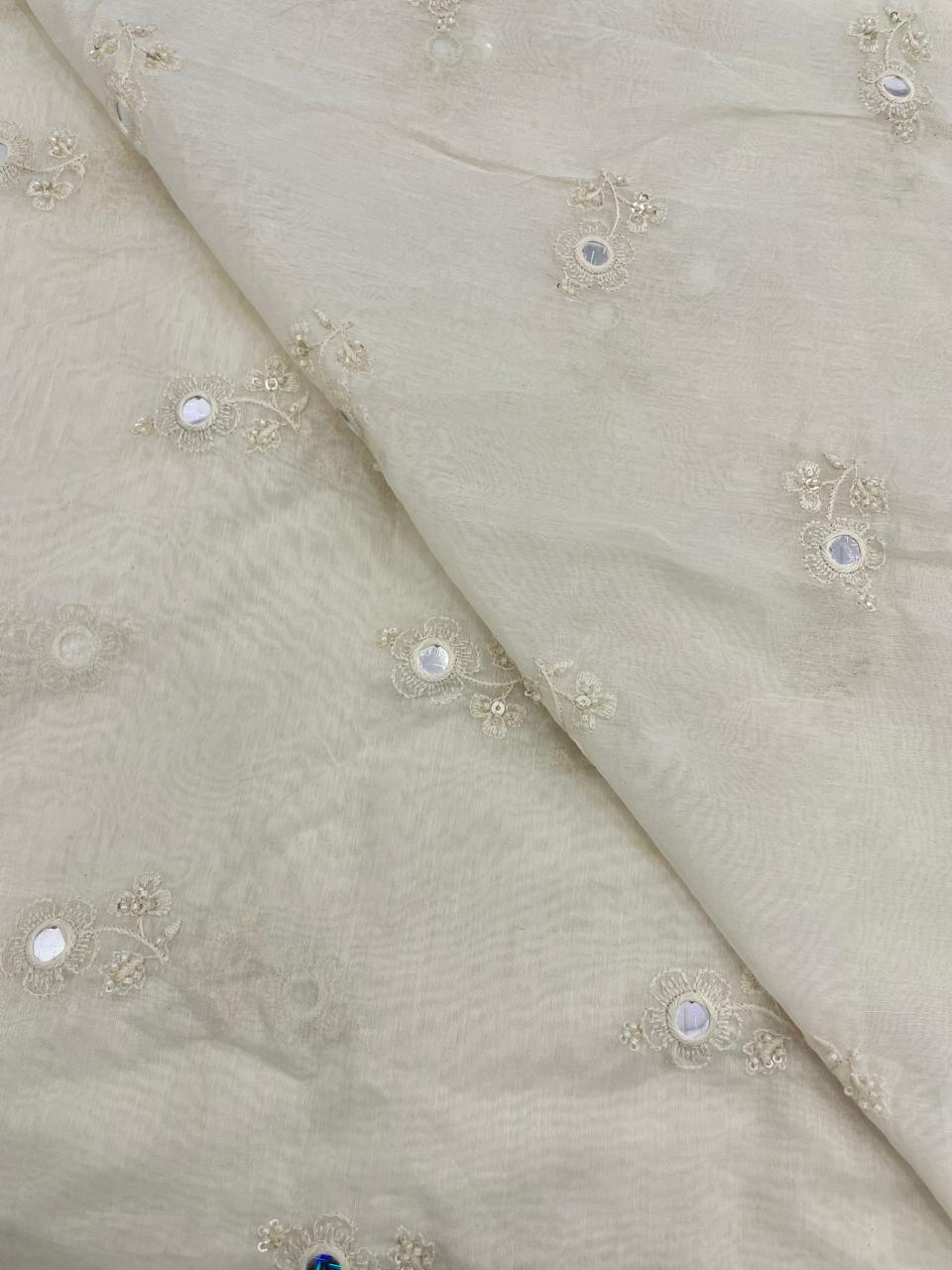 Chanderi Silk Embroidery (Dyeable) 44"inch