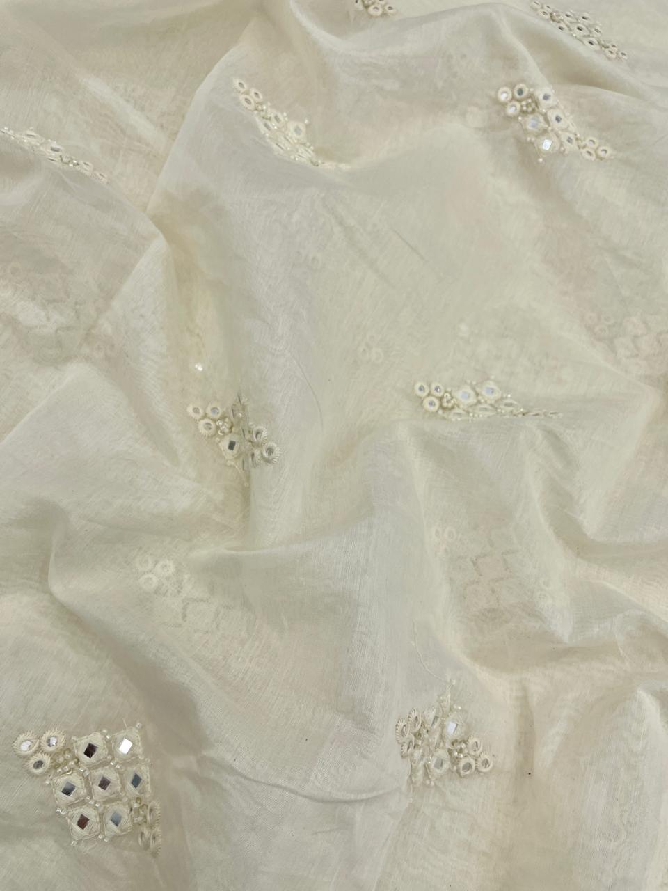Chanderi Silk Embroidery (Dyeable) 44"inch