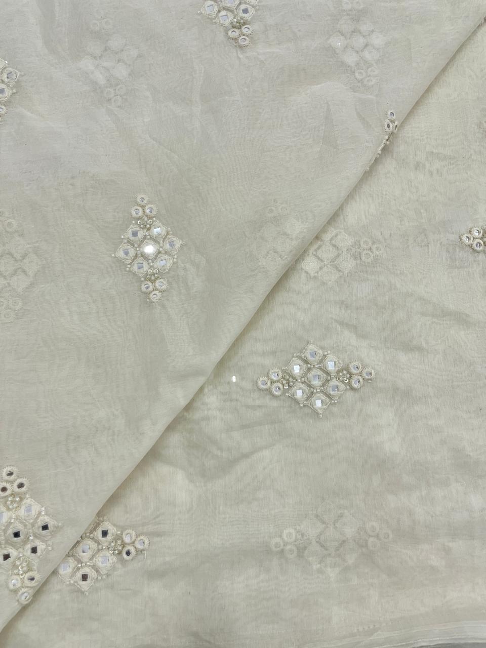 Chanderi Silk Embroidery (Dyeable) 44"inch