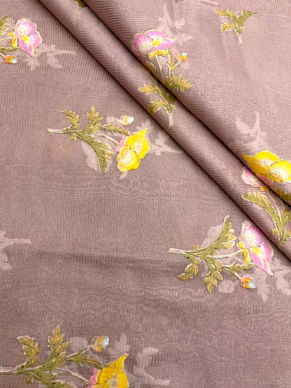 Chanderi Tissue Stripes With Multithread Embroidery (44"inch)