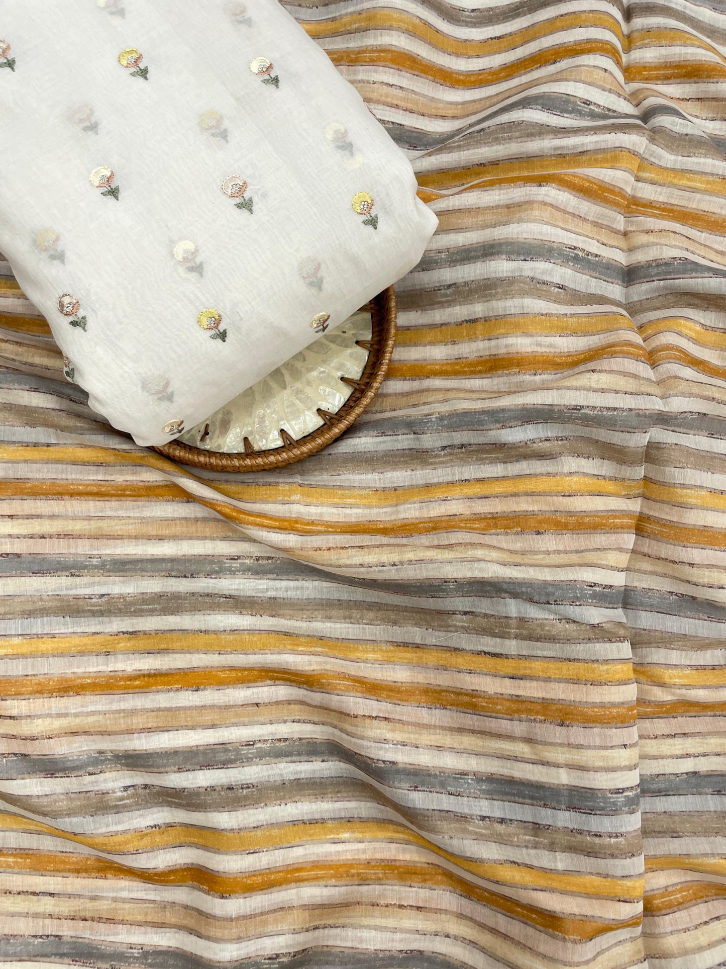 Chanderi Embroidery Fabric Set (colors available)