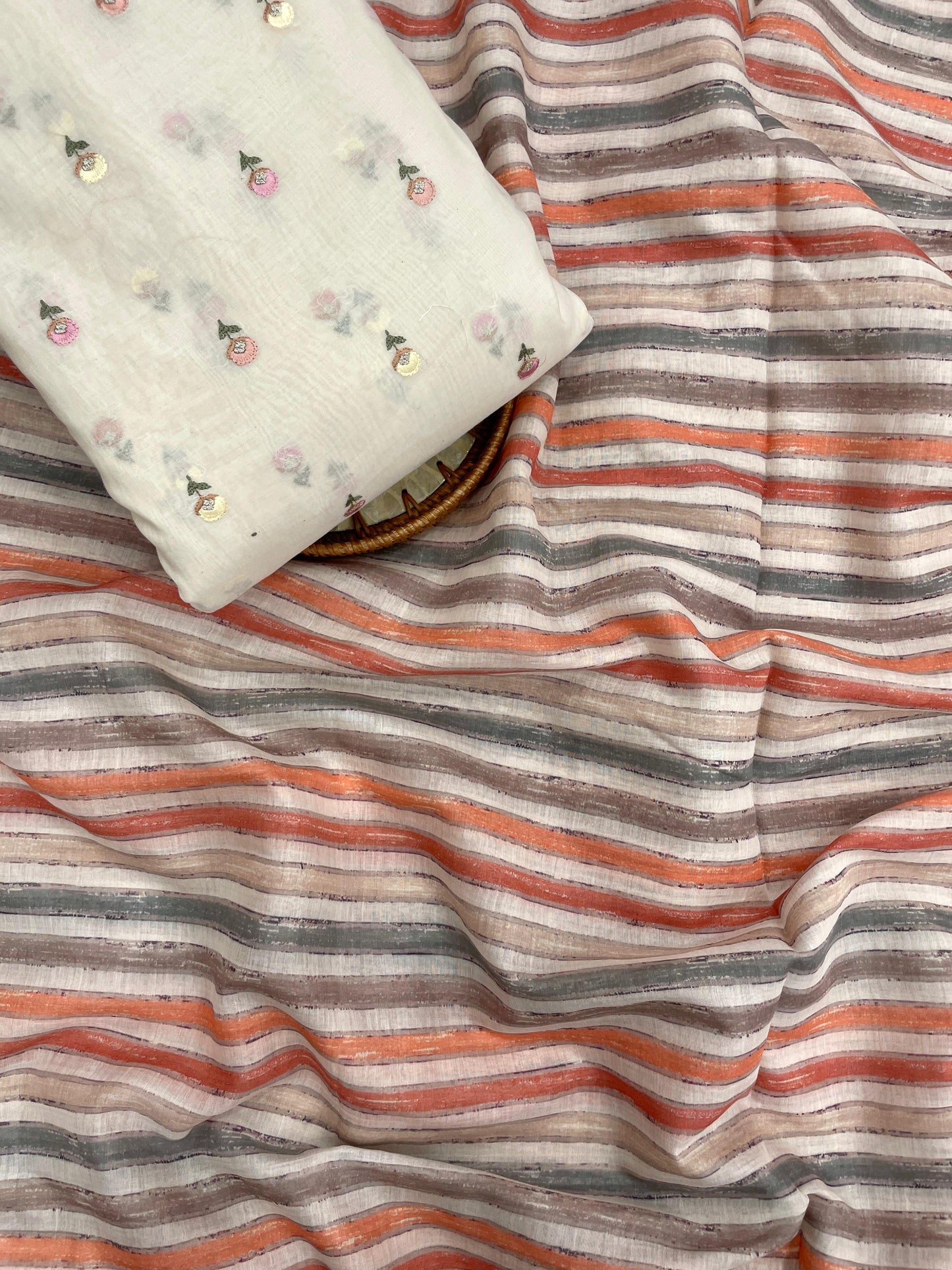 Chanderi Embroidery Fabric Set (colors available)