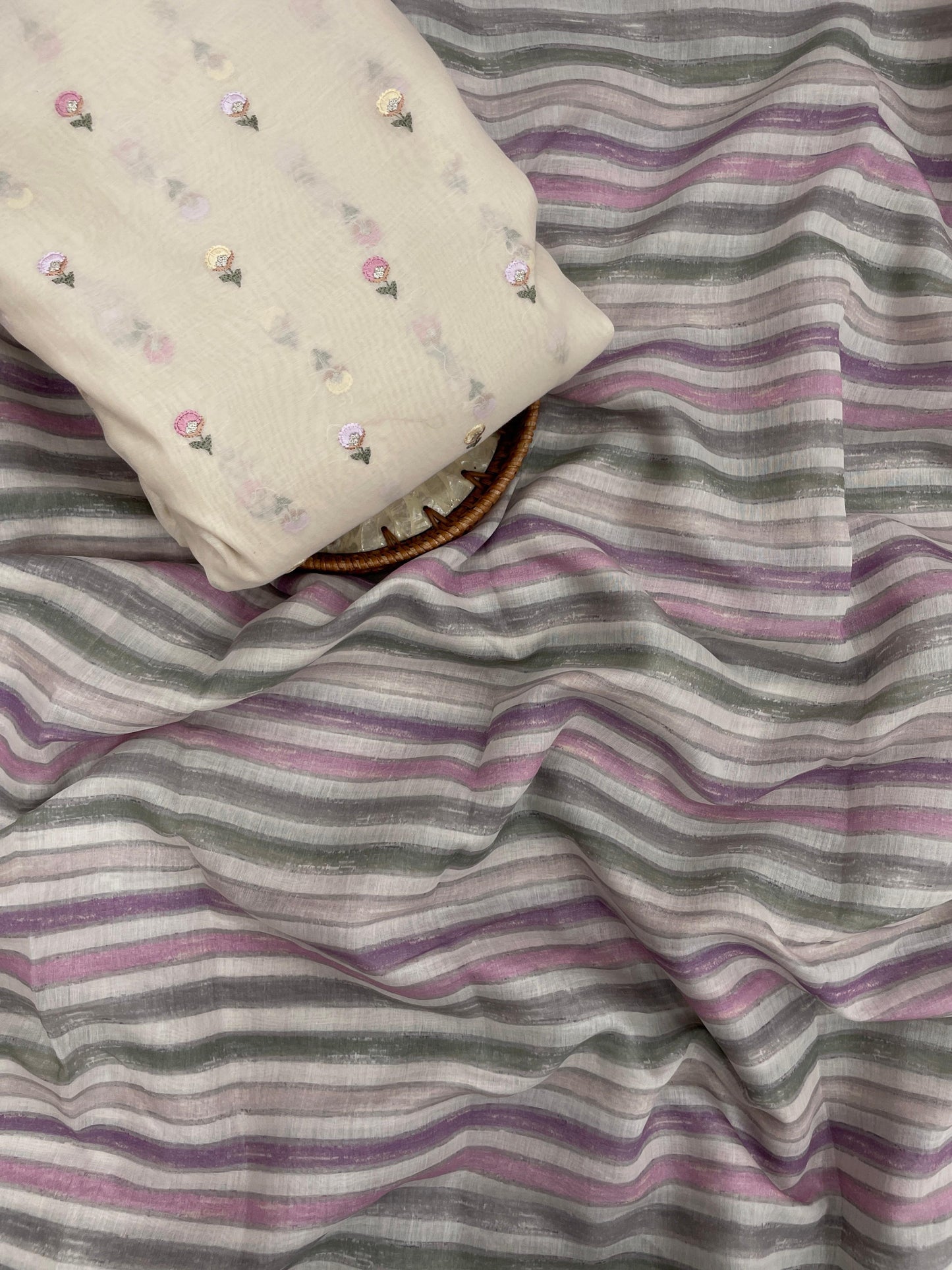 Chanderi Embroidery Fabric Set (colors available)