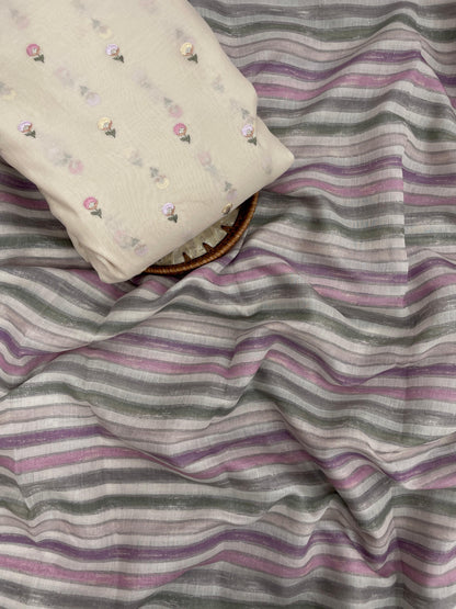 Chanderi Embroidery Fabric Set (colors available)