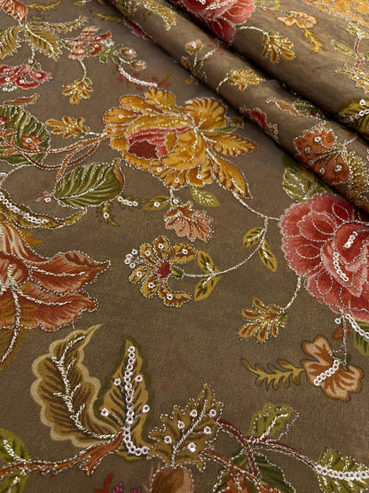 Tissue Position Print With Embroidery (44"inch)