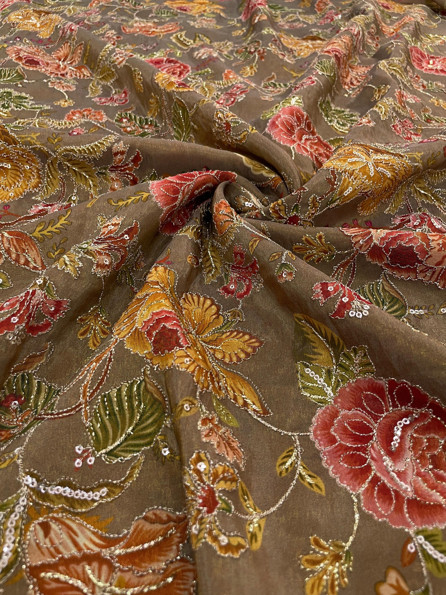 Tissue Position Print With Embroidery (44"inch)
