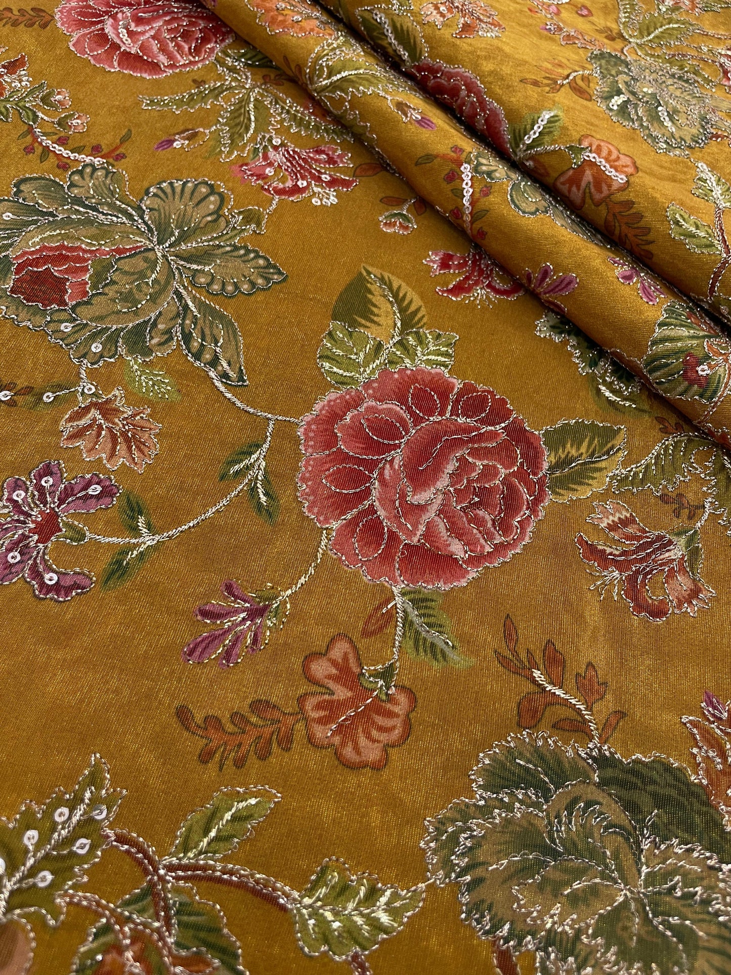 Tissue Position Print With Embroidery (44"inch)