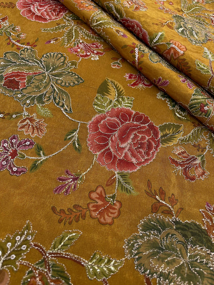 Tissue Position Print With Embroidery (44"inch)