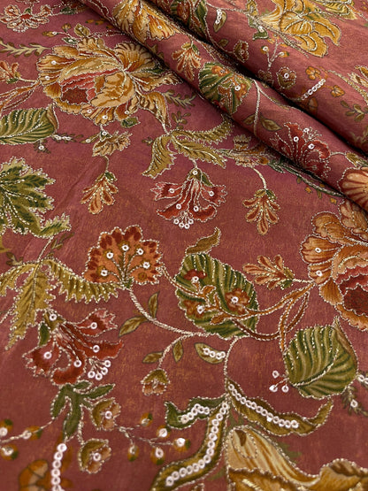 Tissue Position Print With Embroidery (44"inch)