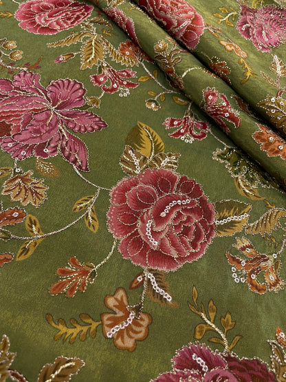 Tissue Position Print With Embroidery (44"inch)