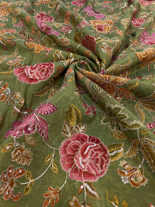Tissue Position Print With Embroidery (44"inch)
