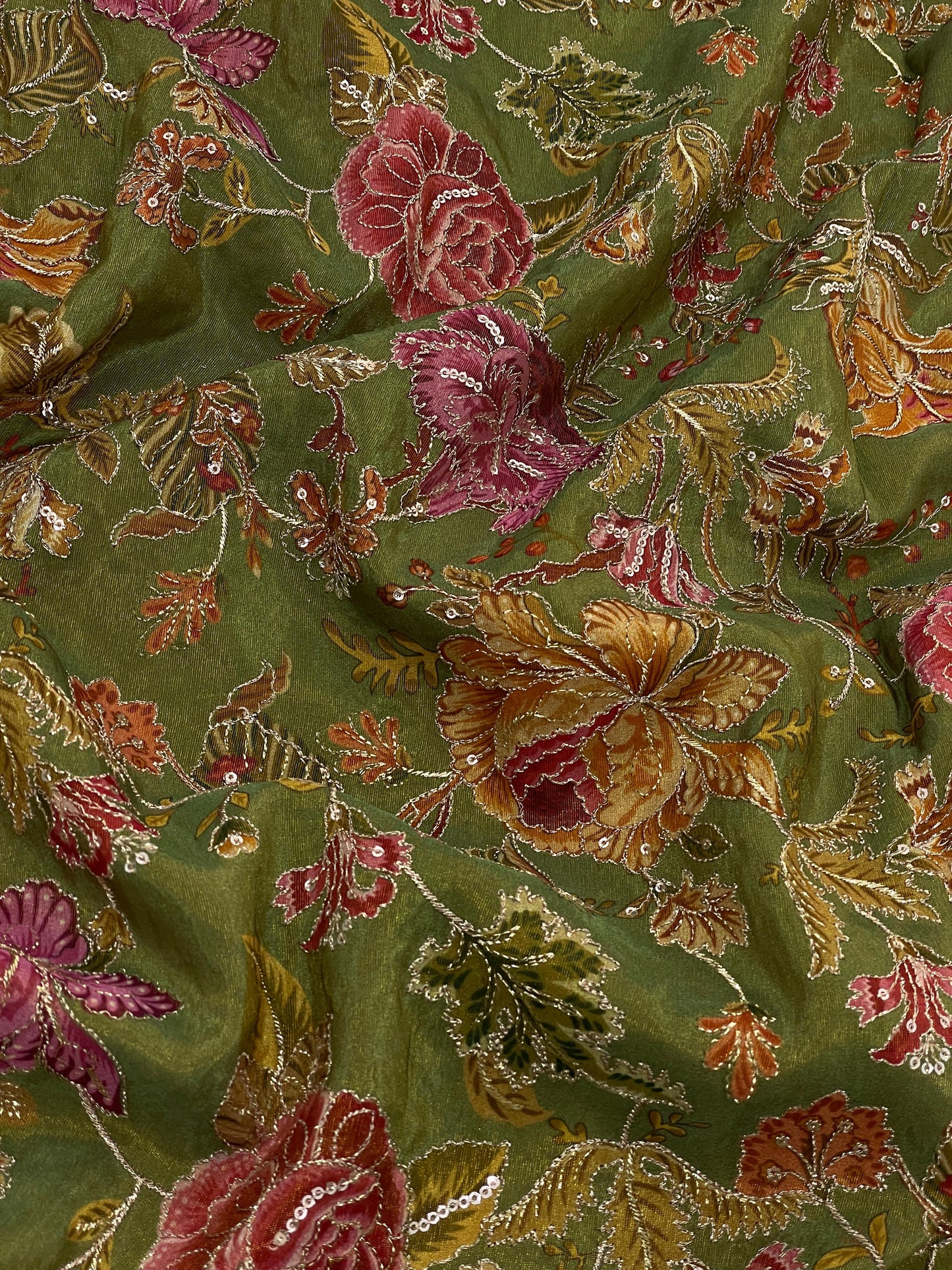 Tissue Position Print With Embroidery (44"inch)