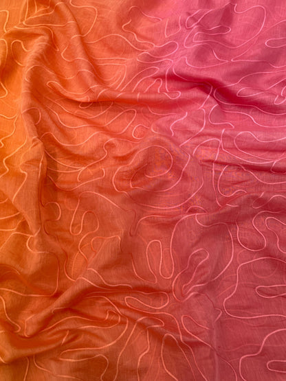 Silk Chanderi 4d Shaded Embroidery