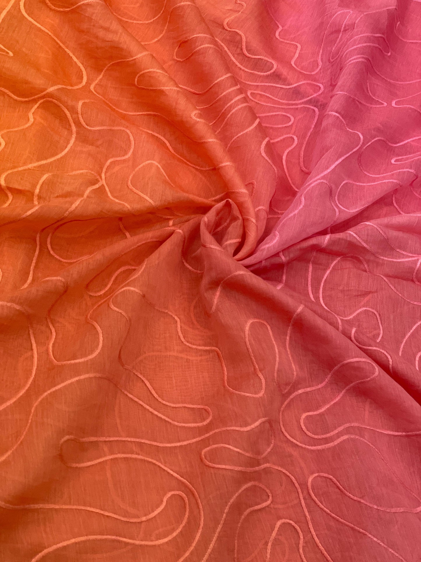 Silk Chanderi 4d Shaded Embroidery
