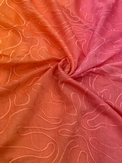 Silk Chanderi 4d Shaded Embroidery
