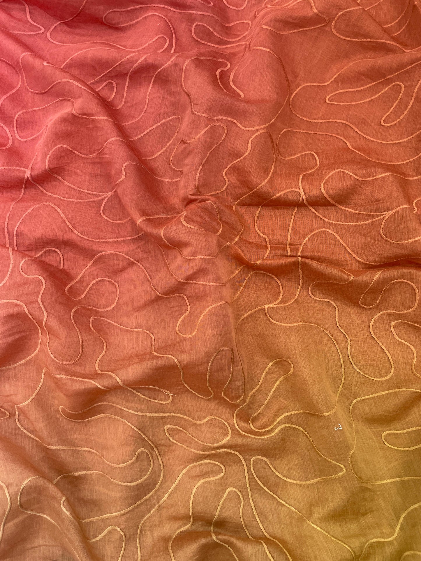 Silk Chanderi 4d Shaded Embroidery