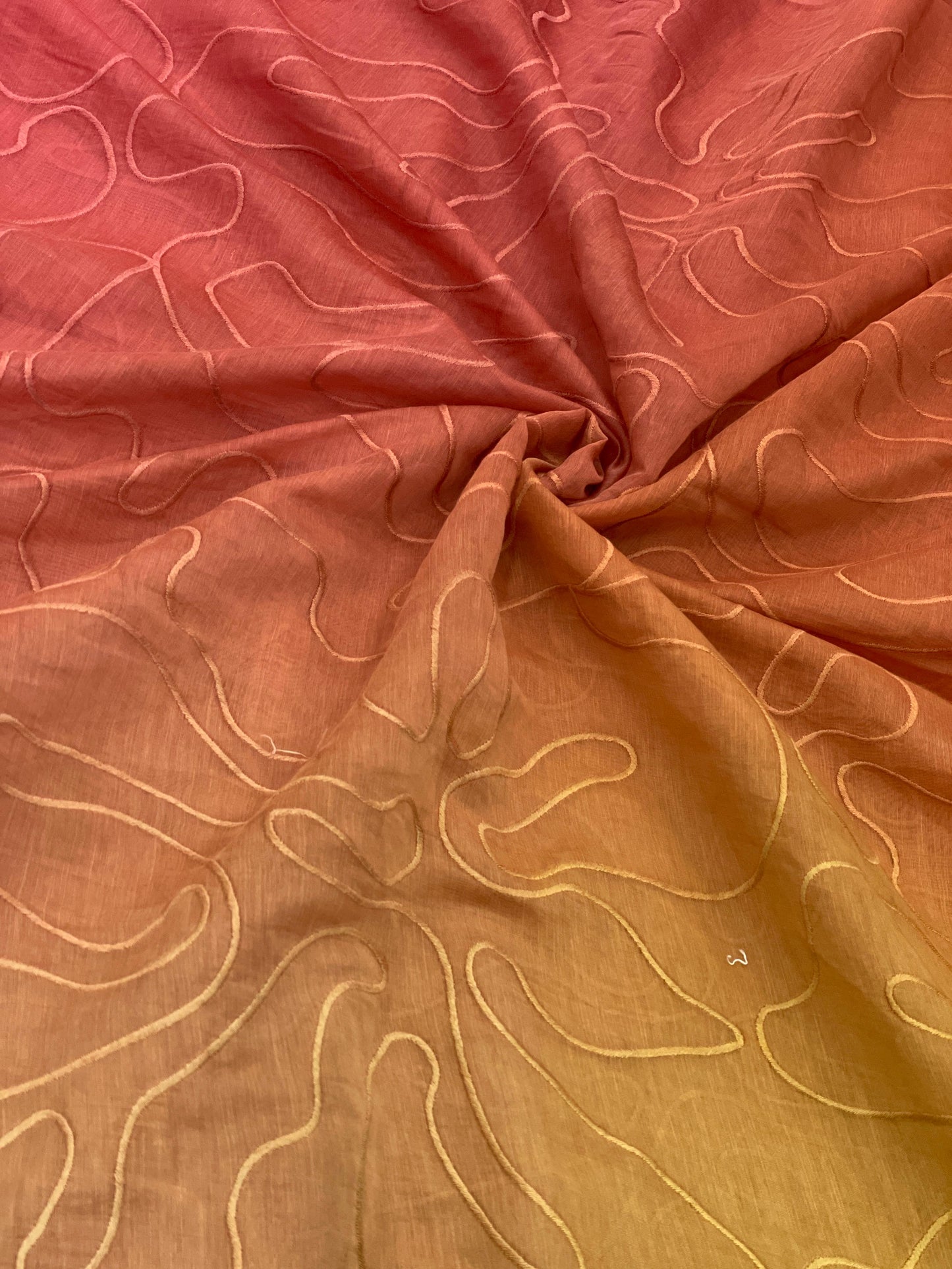 Silk Chanderi 4d Shaded Embroidery