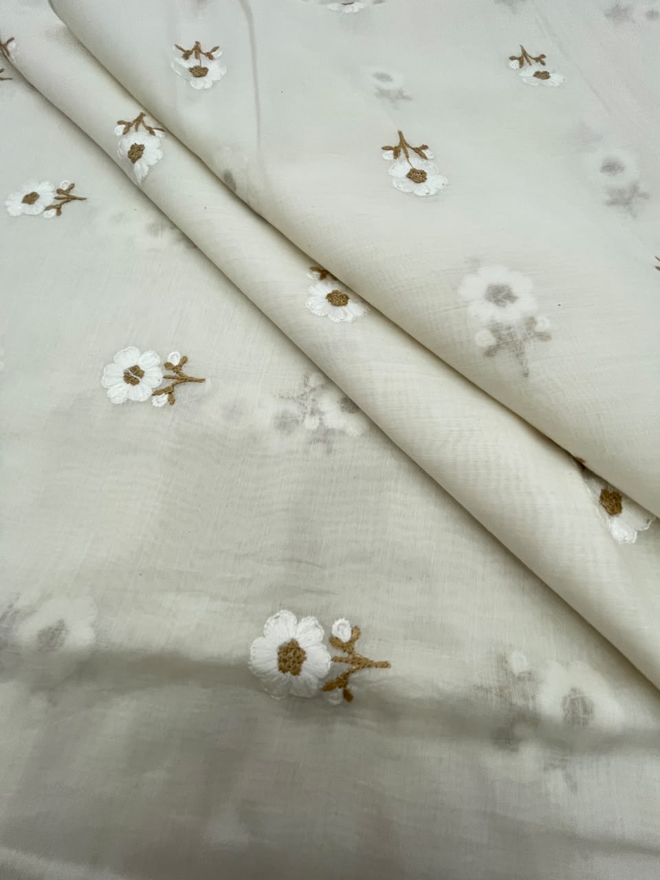 Chanderi Silk Embroidery (Dyeable) 44"inch