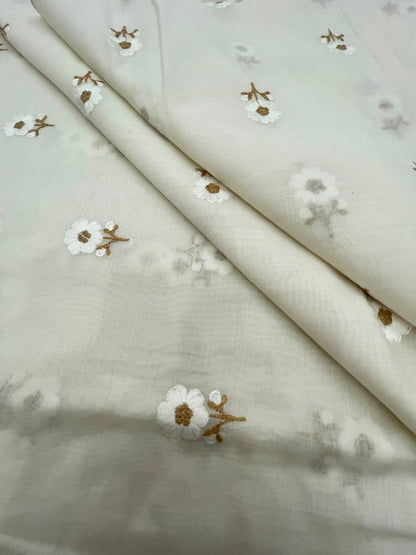 Chanderi Silk Embroidery (Dyeable) 44"inch