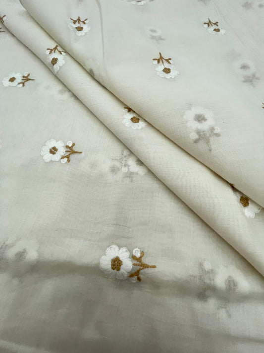 Chanderi Silk Embroidery (Dyeable) 44"inch