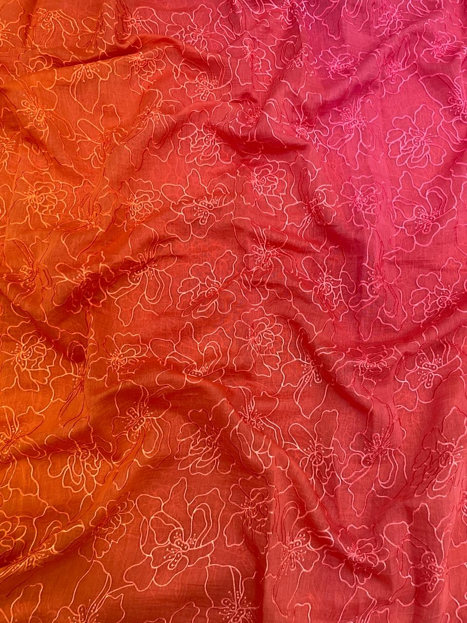 Silk Chanderi 4d Shaded Embroidery(44"inch)