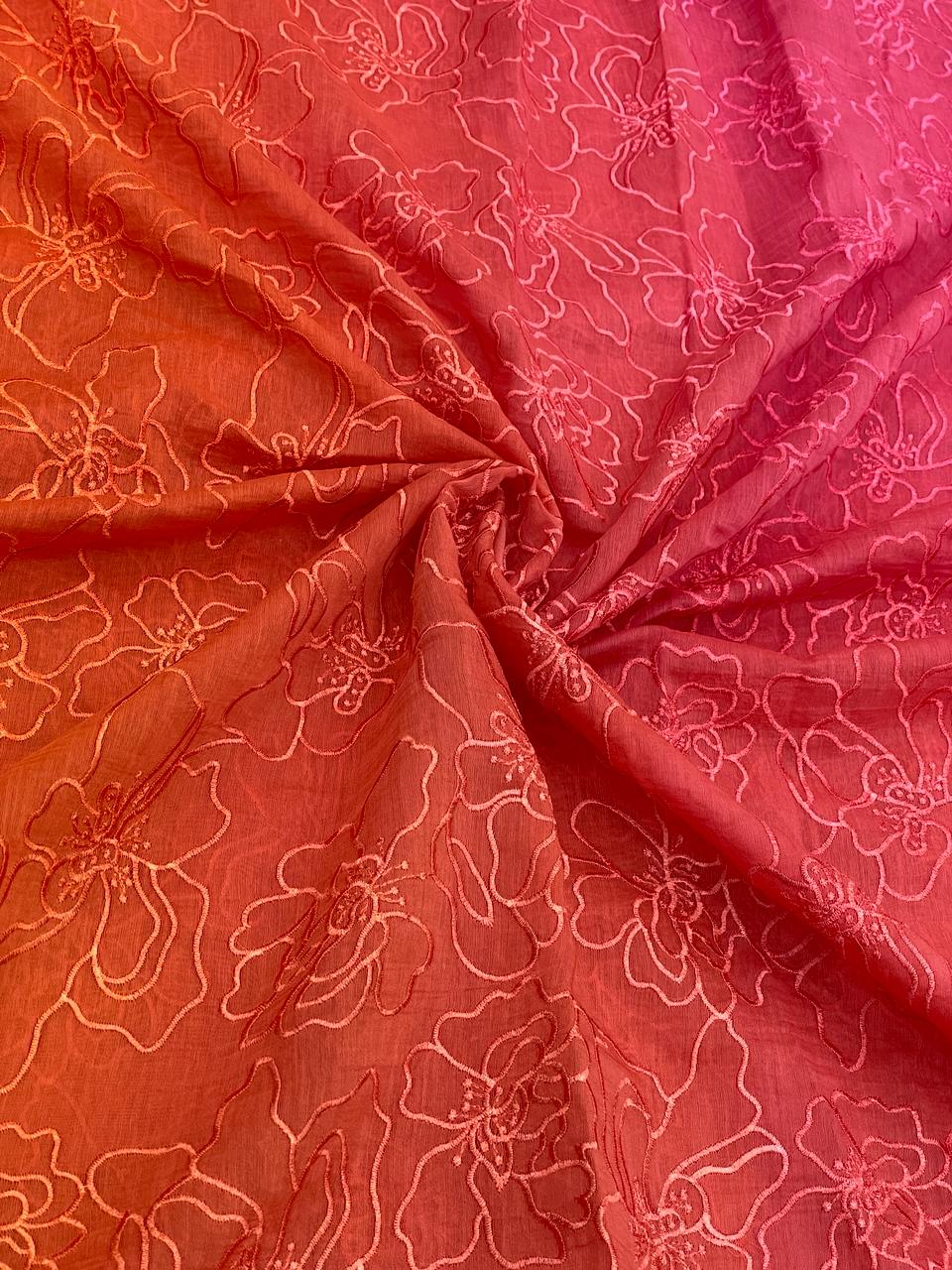 Silk Chanderi 4d Shaded Embroidery(44"inch)