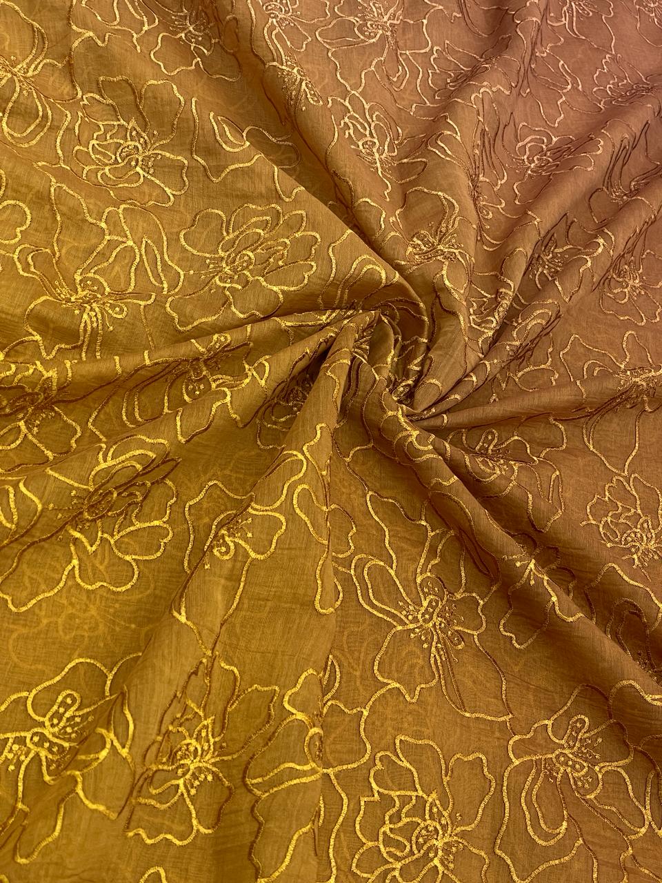 Silk Chanderi 4d Shaded Embroidery(44"inch)
