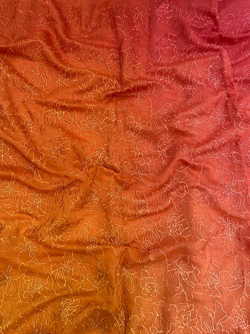 Silk Chanderi 4d Shaded Embroidery(44"inch)