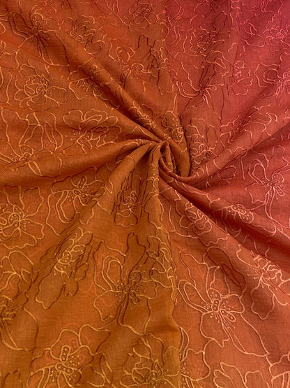 Silk Chanderi 4d Shaded Embroidery(44"inch)