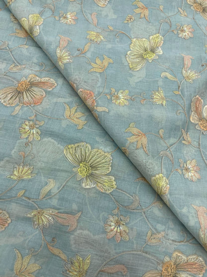Chanderi Multithread  Embroidery(44"inch)
