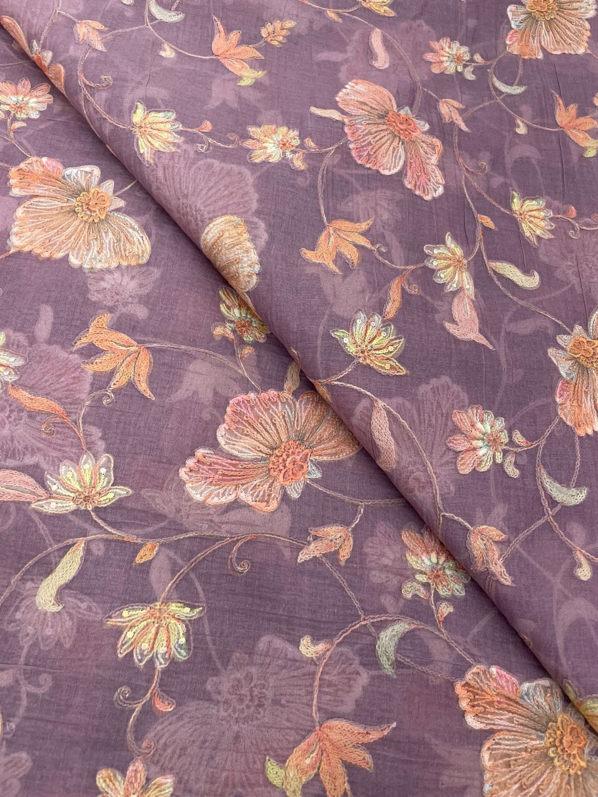 Chanderi Multithread  Embroidery(44"inch)