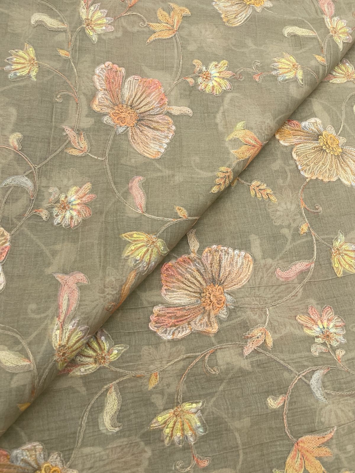 Chanderi Multithread  Embroidery(44"inch)