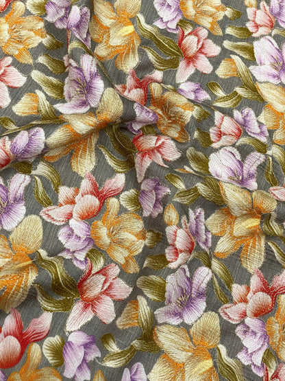 Dola Silk Position Print Embroidery (44"inch)