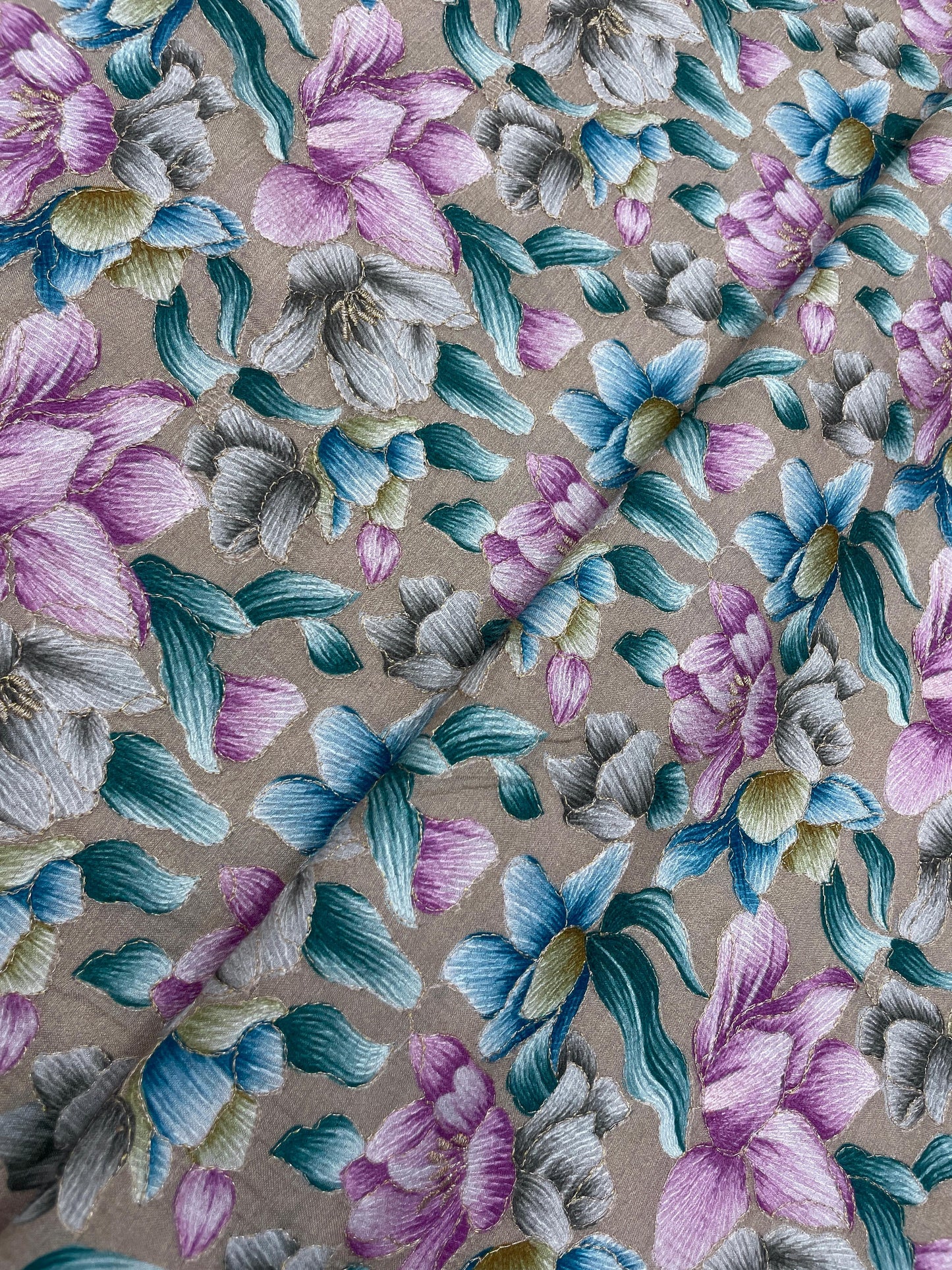 Dola Silk Position Print Embroidery (44"inch)