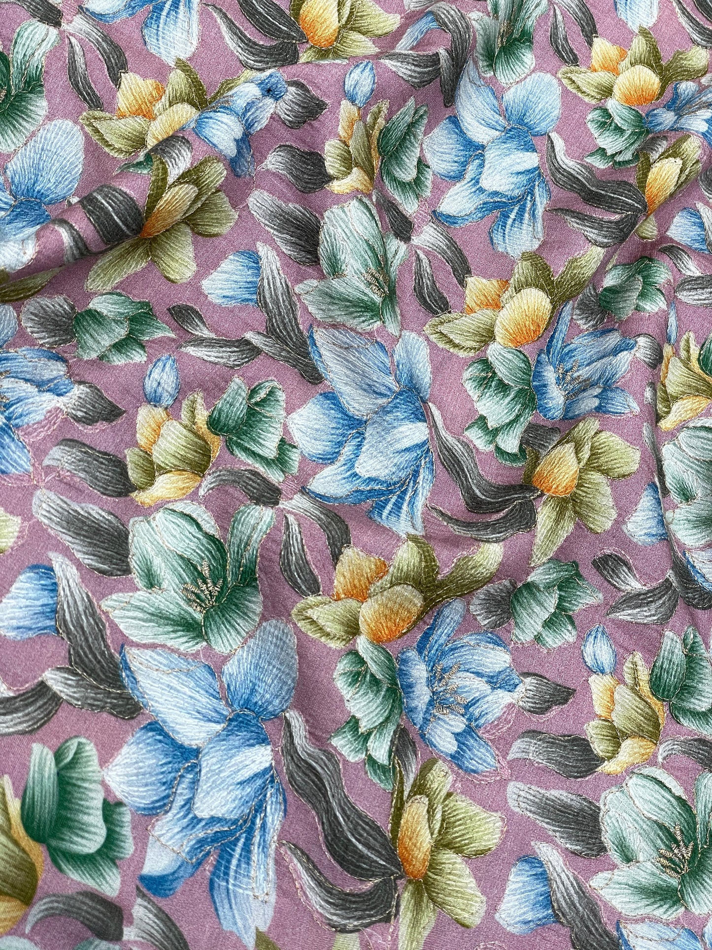 Dola Silk Position Print Embroidery (44"inch)