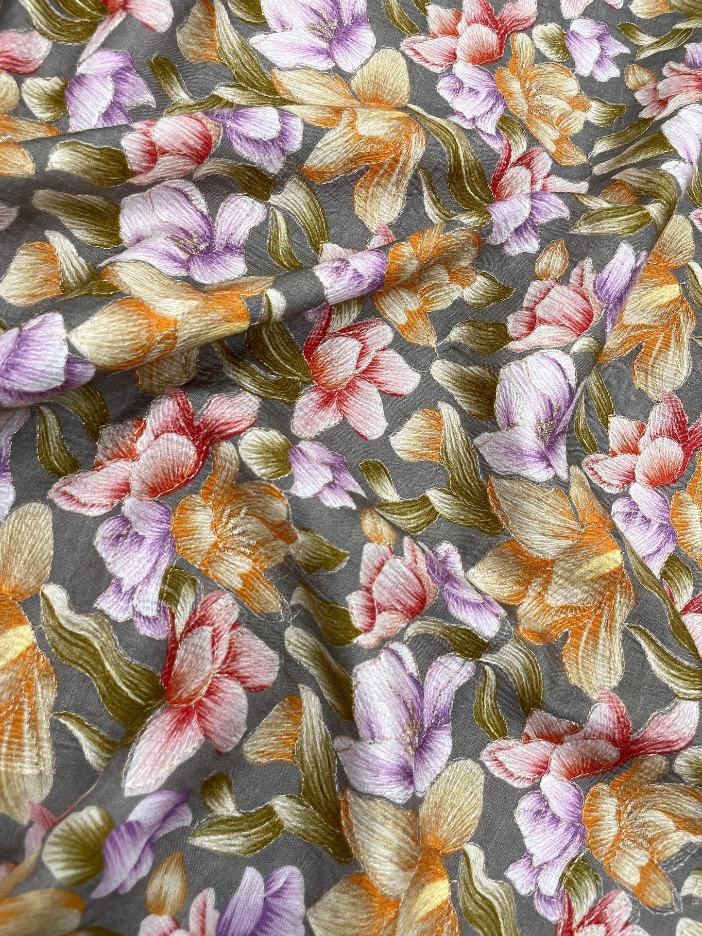 Dola Silk Position Print Embroidery (44"inch)