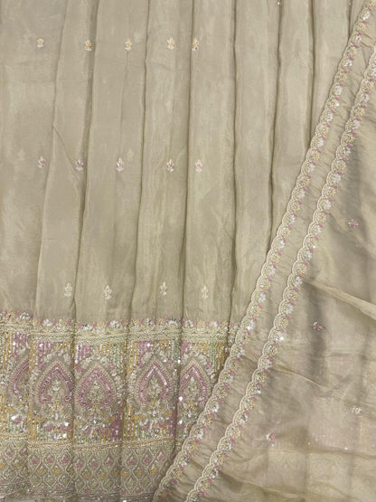 Tissue Embroidery Lehenga Set