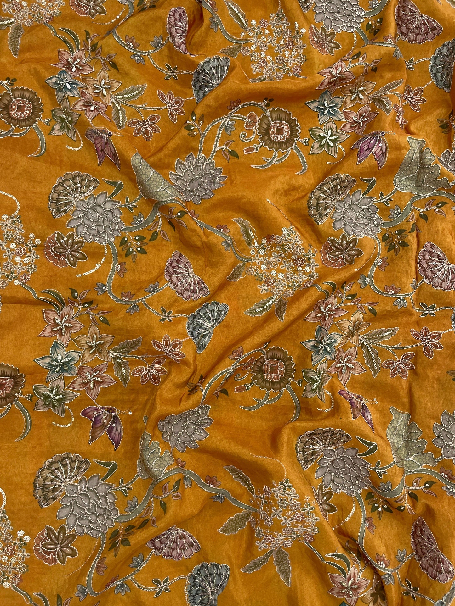 Tissue Position Print With Embroidery (44"inch)