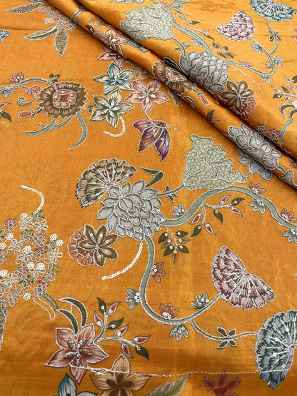 Tissue Position Print With Embroidery (44"inch)