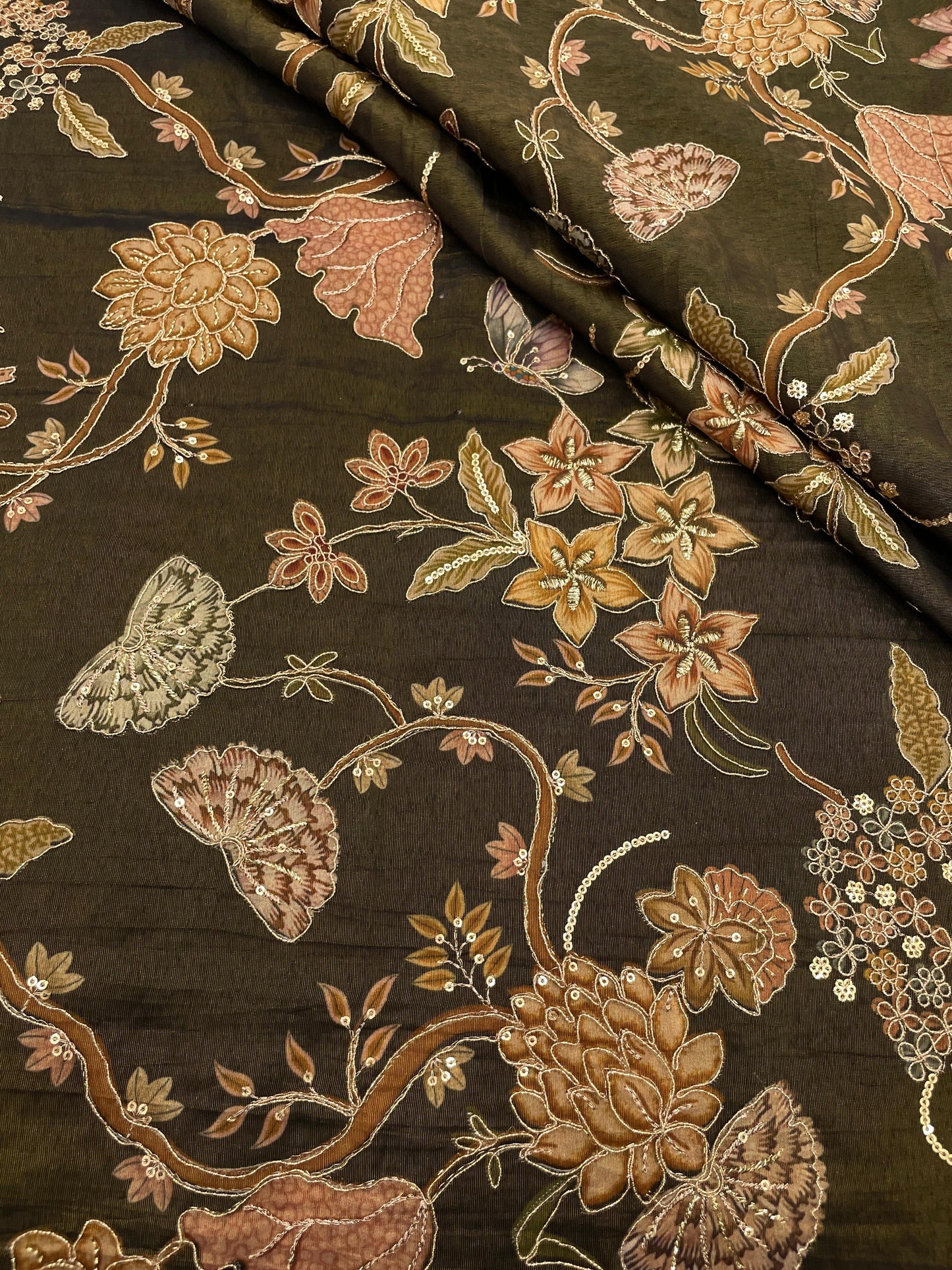 Tissue Position Print With Embroidery (44"inch)