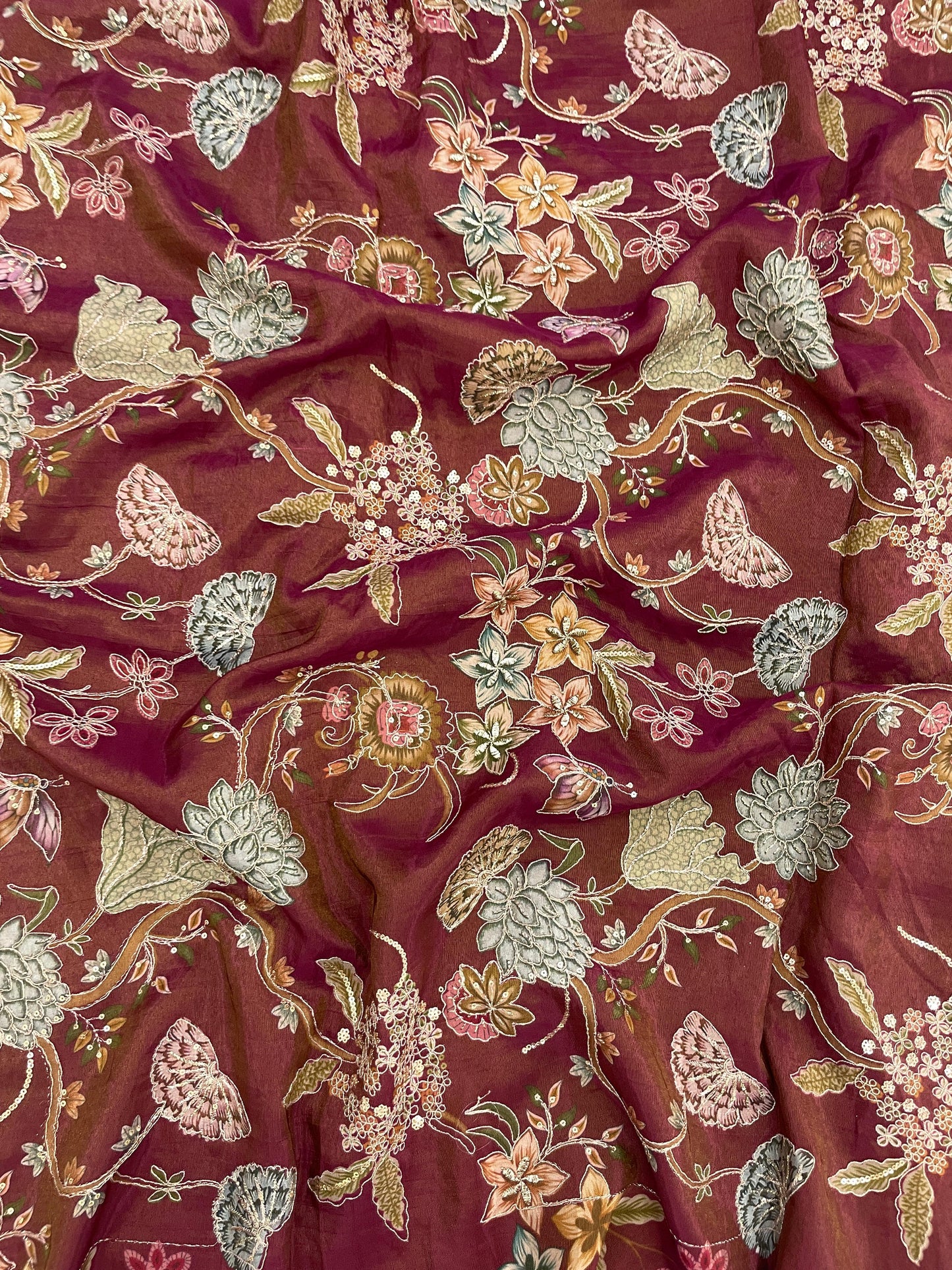 Tissue Position Print With Embroidery (44"inch)