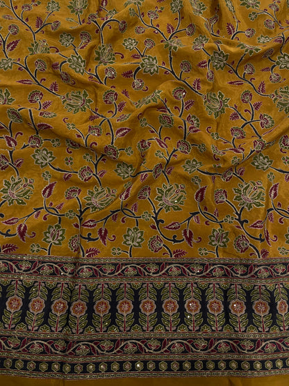 Crepe Ajrak With Position Print Embroidery (54"inch)