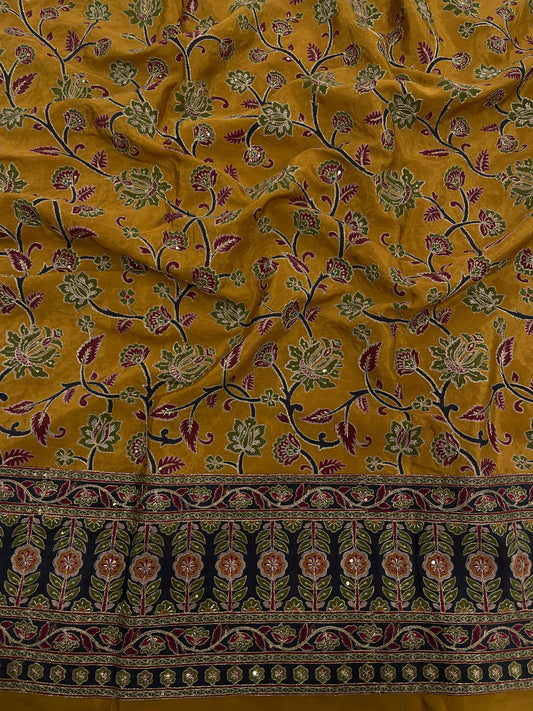 Crepe Ajrak With Position Print Embroidery (54"inch)