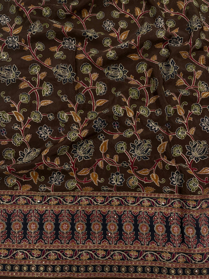 Crepe Ajrak With Position Print Embroidery (54"inch)